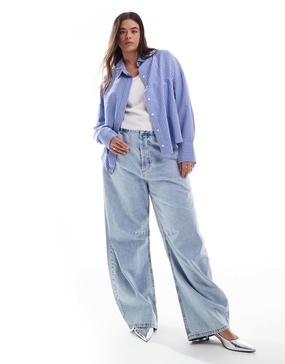 ASOS DESIGN Curve boxy shirt in micro check