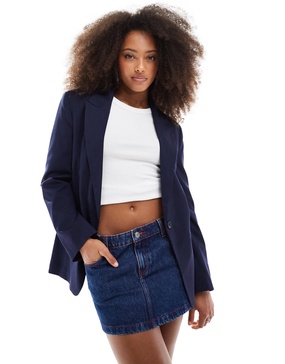 Bershka oversized blazer in navy
