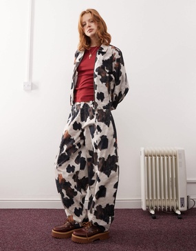 Reclaimed Vintage cow print barrel pants - part of a set