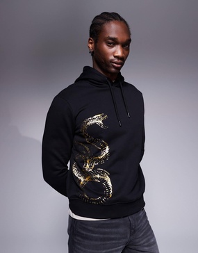 Armani Exchange lunar capsule snake hoodie in black