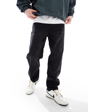 Bershka straight vintage jeans in black