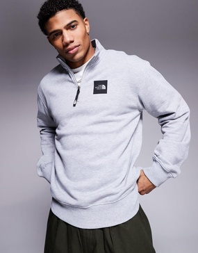 The North Face Box Half Dome Quarter Zip Sweatshirt in gray