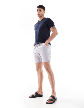 Brave Soul chino shorts with drawstring waist in gray