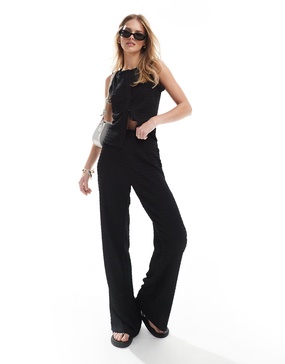 Brave Soul textured straight leg pants in black