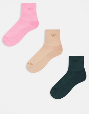 adidas Originals Trefoil 2.0 3-pack quarter socks in multi