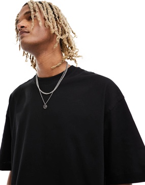 Bershka oversized basic T-shirt in black