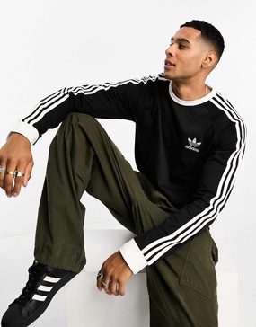 adidas Originals Adicolor 3-Stripes long sleeve T-shirt in black