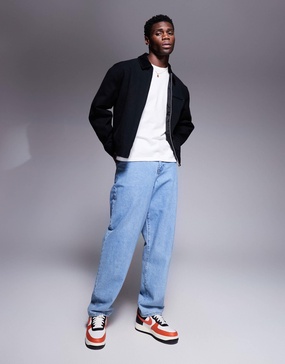 ASOS DESIGN oversized washed harrington jacket in black