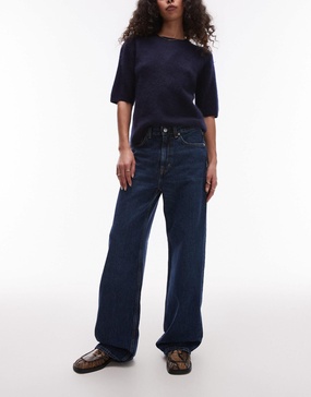 ARKET Coral high waist baggy leg jeans in dark wash blue