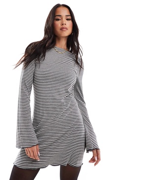 Miss Selfridge striped soft brushed rib fit and flare dress