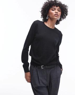 ARKET merino wool fine knit sweater in black
