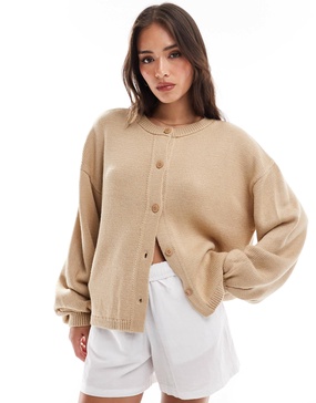 ASOS DESIGN knit oversized cardigan in brown