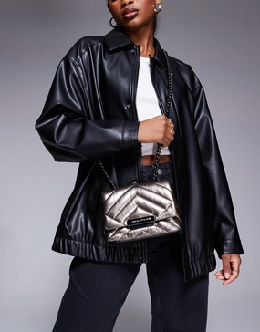 Armani Exchange cross-body padded bag in silver