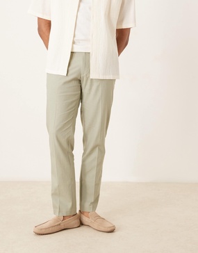 ASOS DESIGN slim fit linen blend dress pants in sage green