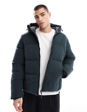 Jack & Jones oversized boxy puffer jacket in forest green