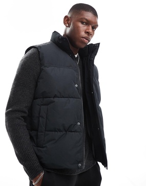 Jack & Jones puffer vest in black
