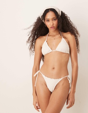 Stradivarius crochet bikini top in white