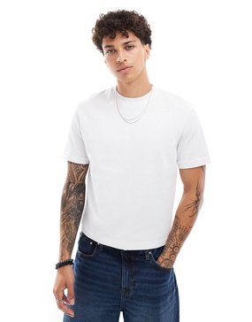ASOS DESIGN roll sleeve cropped T-shirt in white