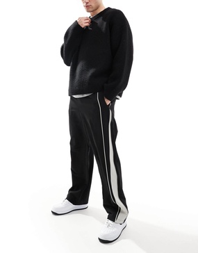 Bershka baggy leg tailored pants in black