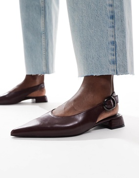 ASOS DESIGN Leonora slingback ballet shoes in burgundy