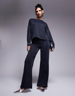River Island wide leg loose pants in blue - part of a set