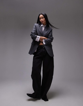 Topshop tonic high break tailored blazer in charcoal - part of a set