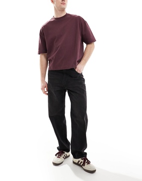 Bershka 90s straight jeans in black