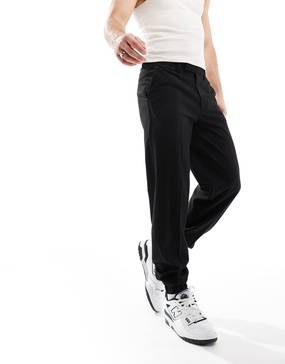 ASOS DESIGN smart straight leg joggers in black