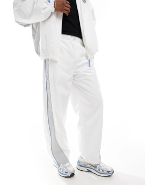 Bershka sporty panel tracksuit pants in white