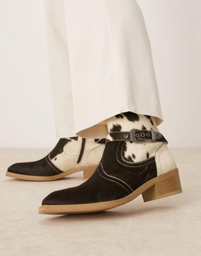 ASOS DESIGN Premium chelsea boots in cow hair with cuban heels