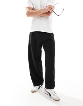 Bershka balloon tailored pants in black
