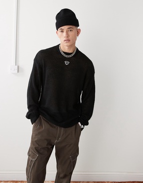 AAPE By A Bathing Ape printed back logo sweater in black