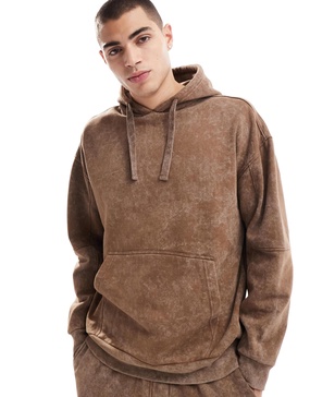 Another Influence acid wash hoodie in brown