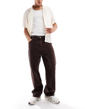 Bershka baggy jeans in chocolate brown