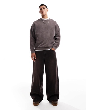 ASOS DESIGN super baggy jeans with brown tint in washed black