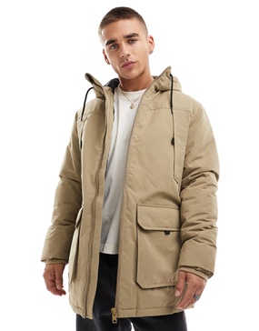 Jack & Jones utility parka in beige