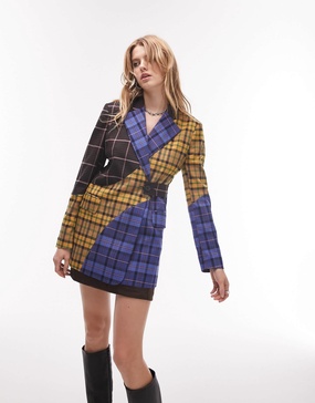 Topshop longline blazer in check mix - part of a set