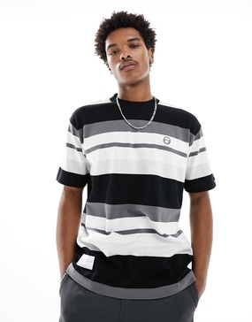 AAPE By A Bathing Ape stripe short sleeve boxy fit T-shirt in multi
