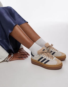 adidas Originals Gazelle Bold sneakers in cream and navy