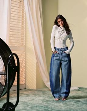 ASOS DESIGN high waisted barrel leg jeans in tonal wash