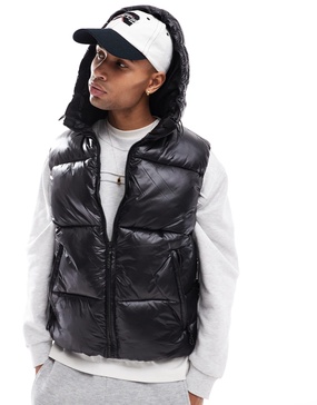 Bershka faux leather vest in black