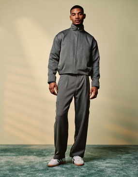 ASOS DESIGN smart wide cargo pants in gray herringbone with elasticated waist - part of a set