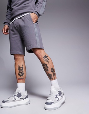 HUGO Bodywear tonal logo lounge shorts in gray