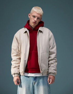 ASOS DESIGN oversized harrington jacket in stone