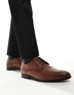 ASOS DESIGN lace-up derby shoes in tan leather