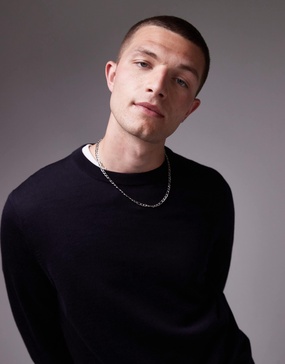 ARKET merino wool sweater with crew neck in dark blue