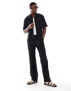 Bershka linen rich pants in black - part of a set