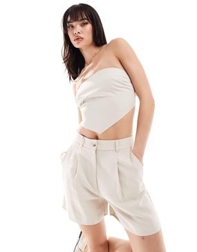 ASOS DESIGN v detail bandeau top in gray