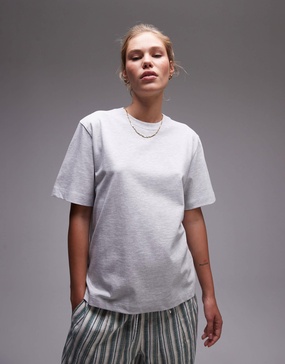 Topshop premium basic short sleeve tee in heather gray