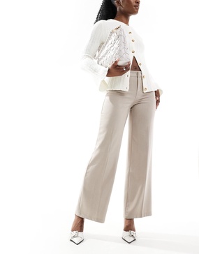 Bershka tailored pants in beige melange